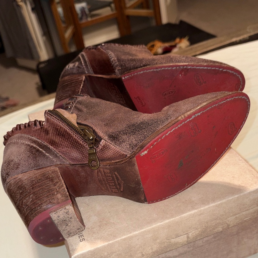 BED|STU Distressed Brown Ankle Booties - Picture 6 of 11